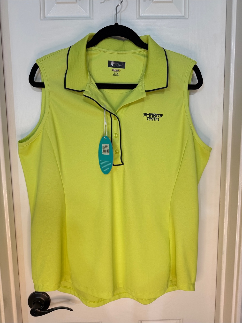 Greg Norman Collection Sleeveless Golf Polo Apple Green with Black Trim